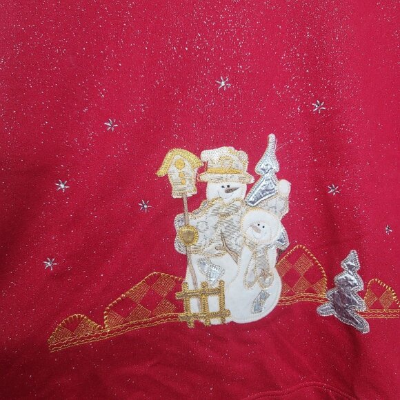 Vintage Snowman Sweater Womens Size 22/24 Red Holiday  Christmas Bobbie Brooks - Picture 1 of 6